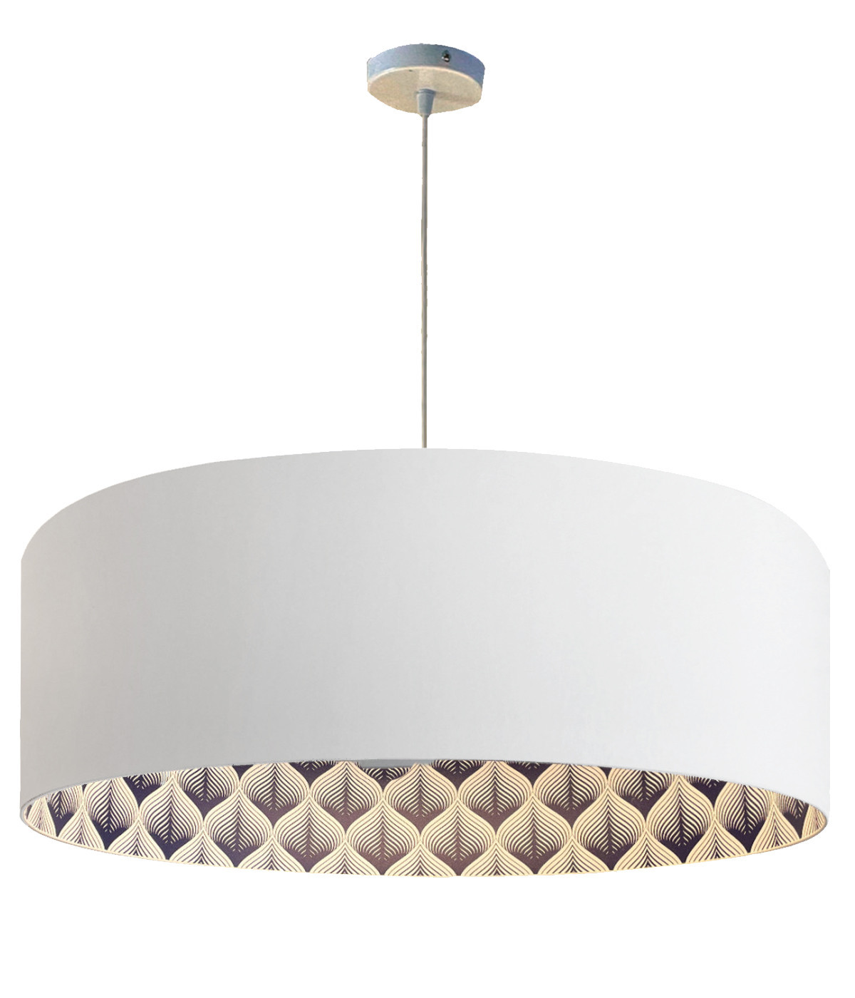 Suspension blanc imprimé bleu D65cm Suspension blanc imprimé bleu D65cm