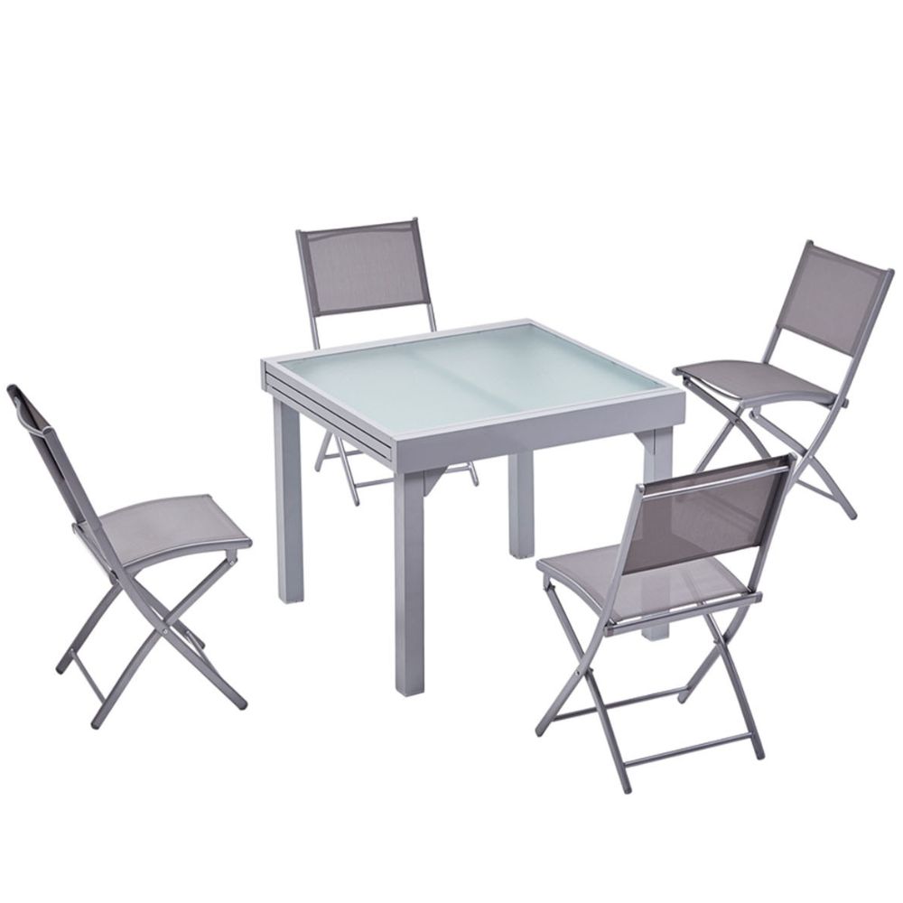 Table de jardin extensible 8 places et 4 chaises en alu Table de jardin extensible 8 places et 4 chaises en alu