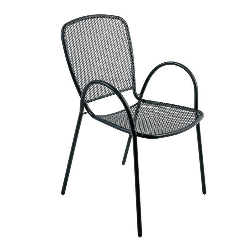 fauteuil de jardin empilable en acier noir