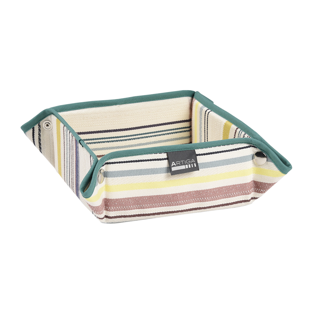 Panière en coton ecru bleu 17x17x8cm Panière en coton ecru bleu 17x17x8cm