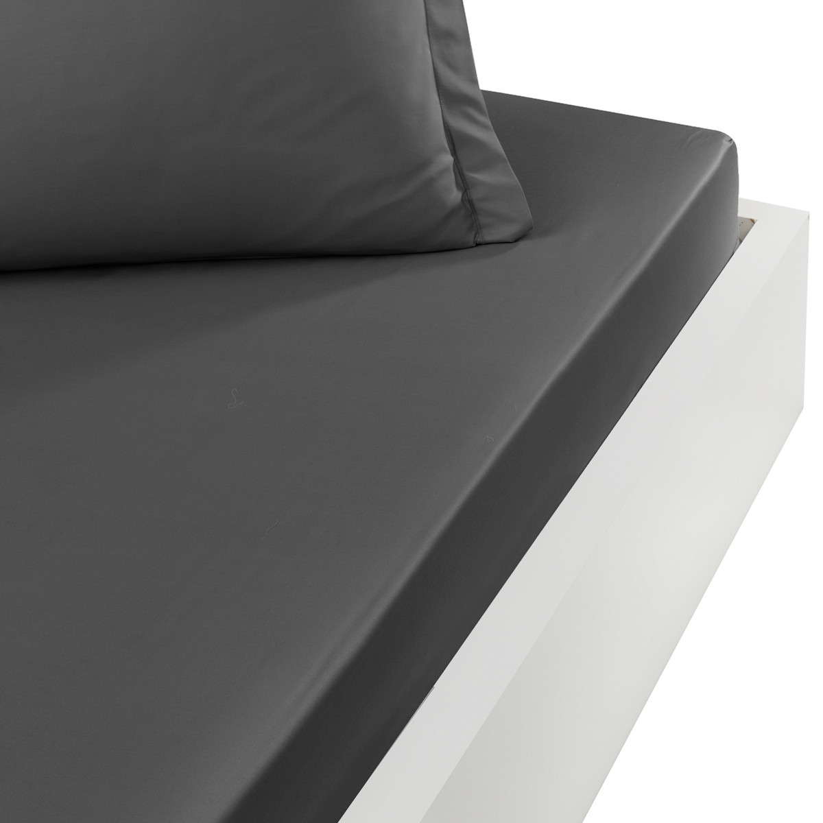Drap housse en percale de coton bon Anthracite 160x200 cm Drap housse en percale de coton bon Anthracite 160x200 cm