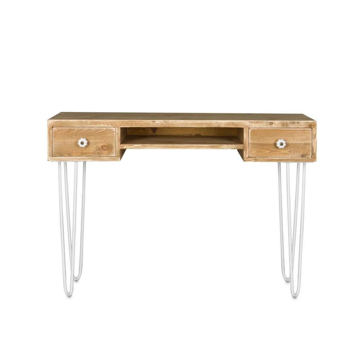 Bureau bois massif et acier blanc Bureau bois massif et acier blanc