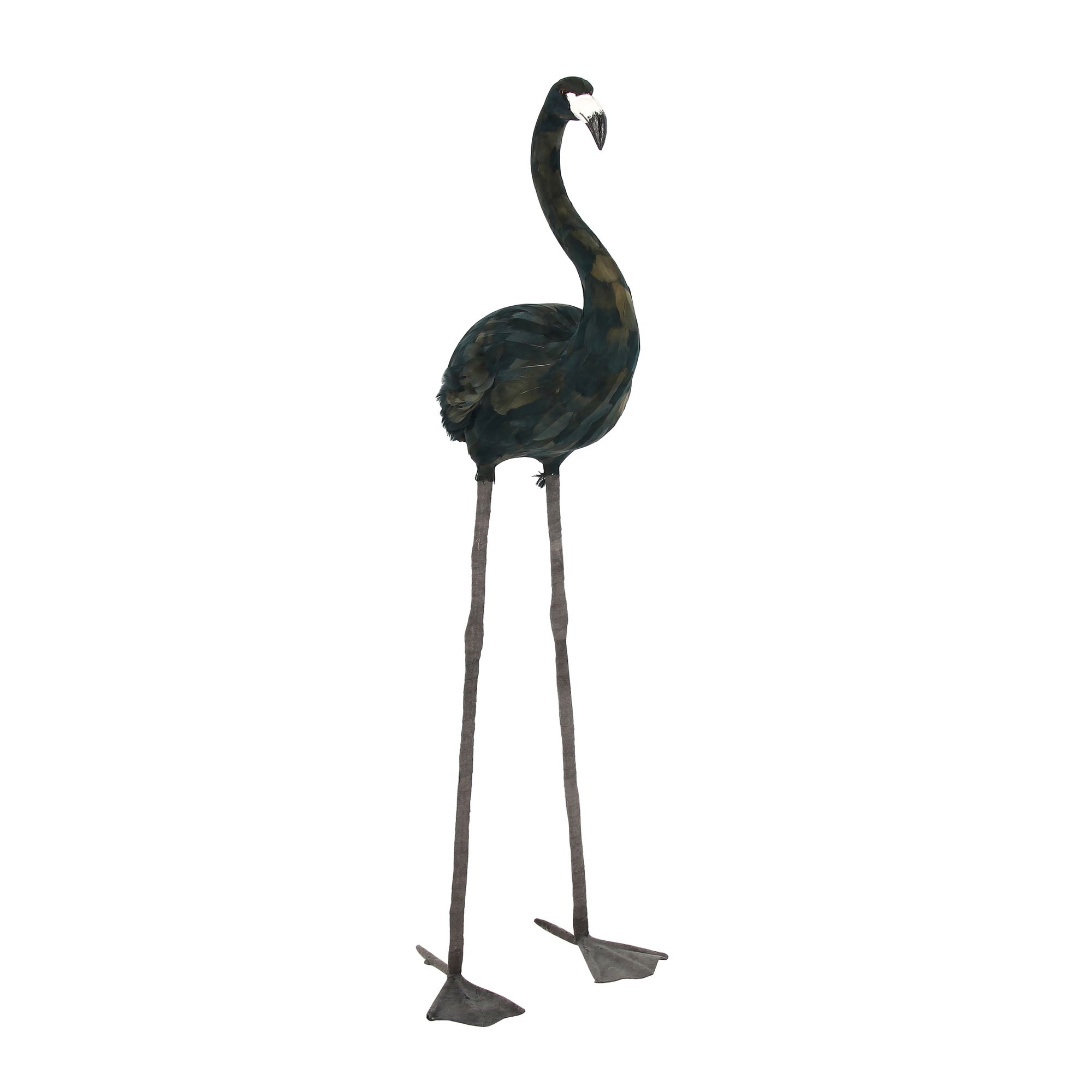 Flamant en plumes d'oie noires H120cm Flamant en plumes d'oie noires H120cm