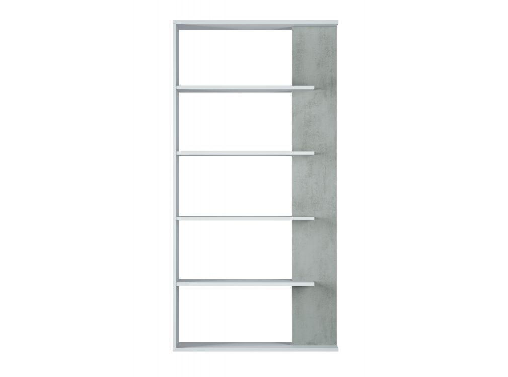 Bibliothèque blanc/béton 4 tablettes L90 x H180cm Bibliothèque blanc/béton 4 tablettes L90 x H180cm