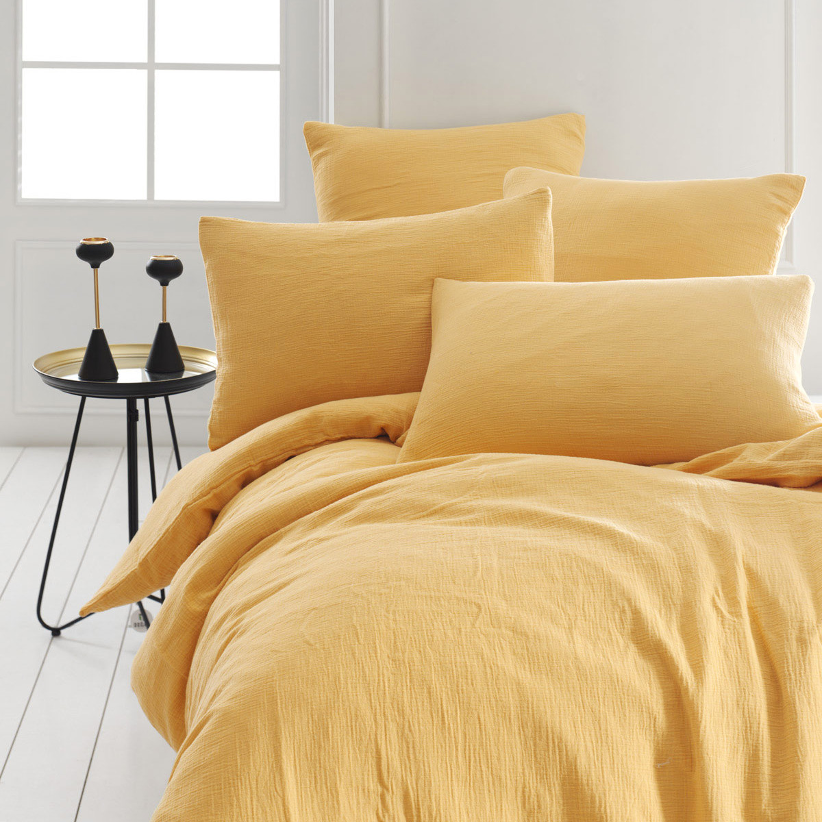 Housse de couette en gaze de coton  miel 260x240 cm