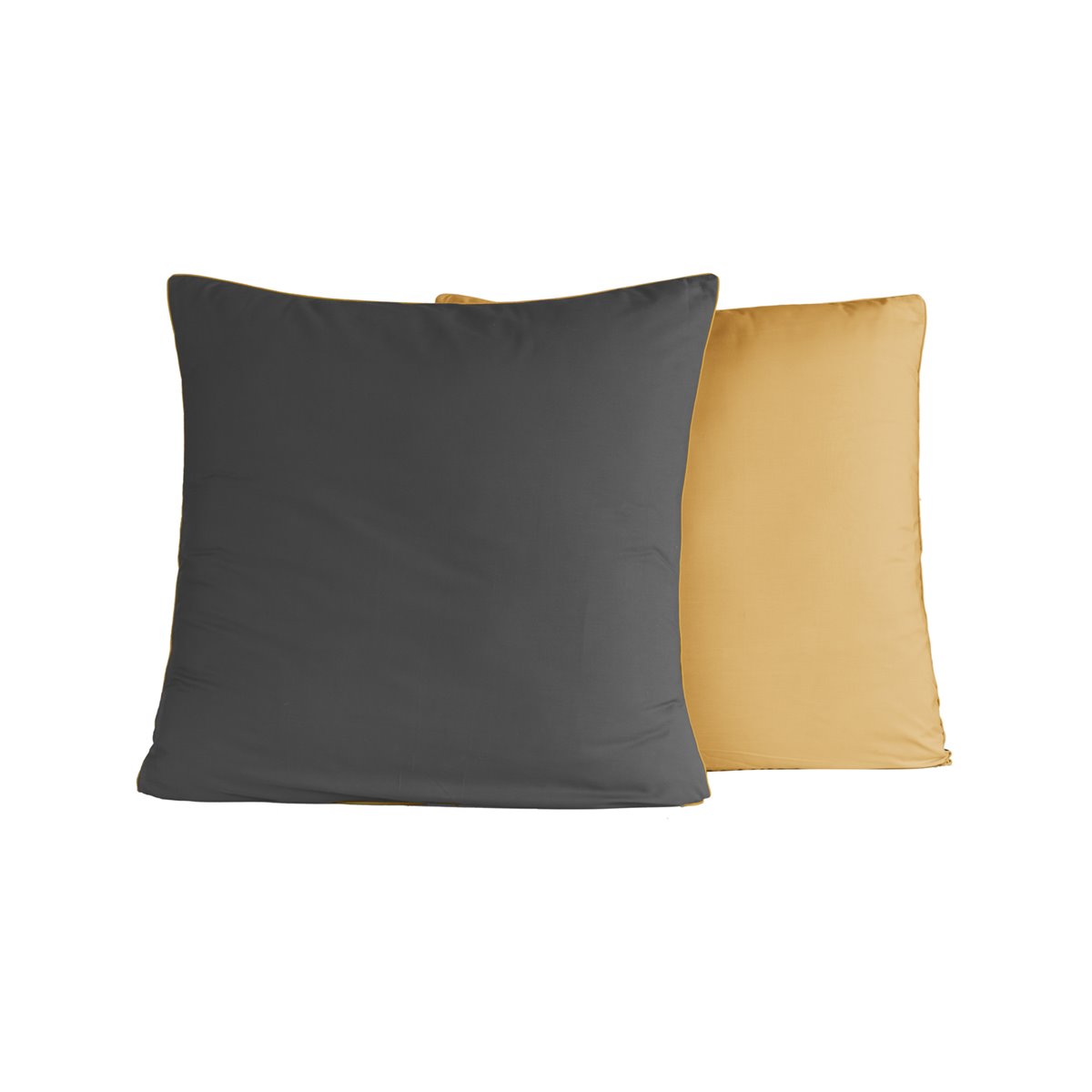 Lot de 2 taies d'oreiller bicolores Anthracite/Safran 65x65 cm Lot de 2 taies d'oreiller bicolores Anthracite/Safran 65x65 cm