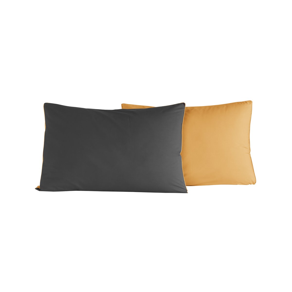 Lot de 2 taies d'oreiller bicolores Anthracite/Safran 50x70 cm Lot de 2 taies d'oreiller bicolores Anthracite/Safran 50x70 cm