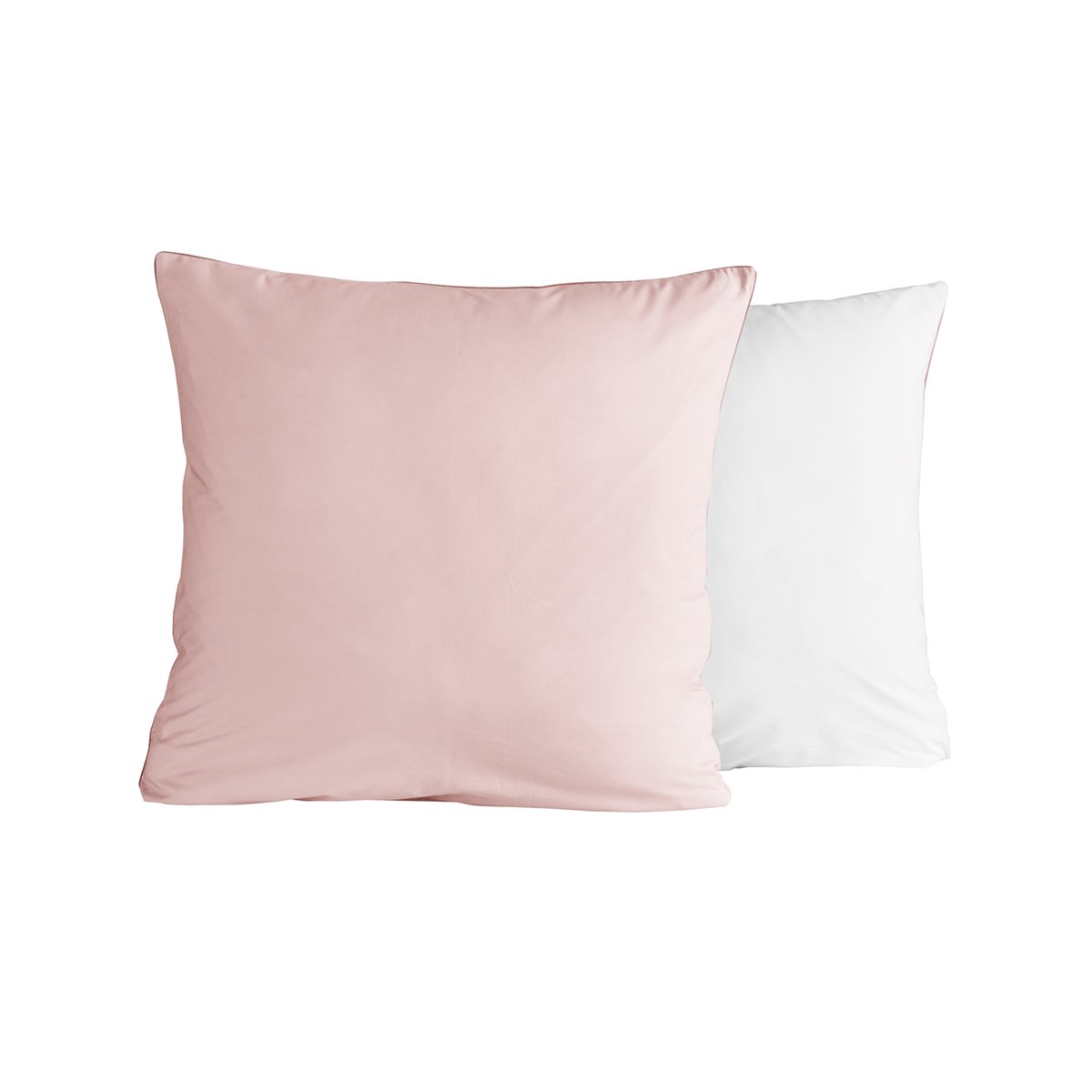 Lot de 2 taies d'oreiller bicolores Rose Poudre/Blanc 65x65 cm Lot de 2 taies d'oreiller bicolores Rose Poudre/Blanc 65x65 cm