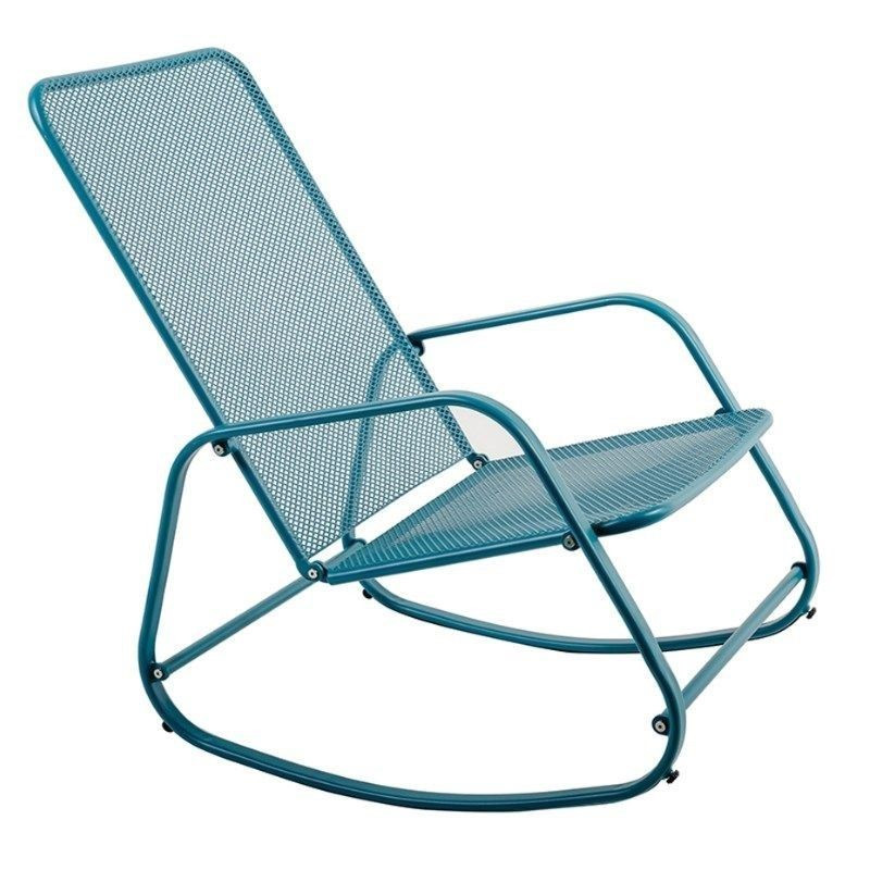 Rocking chair extérieur en acier Bleu Rocking chair extérieur en acier Bleu