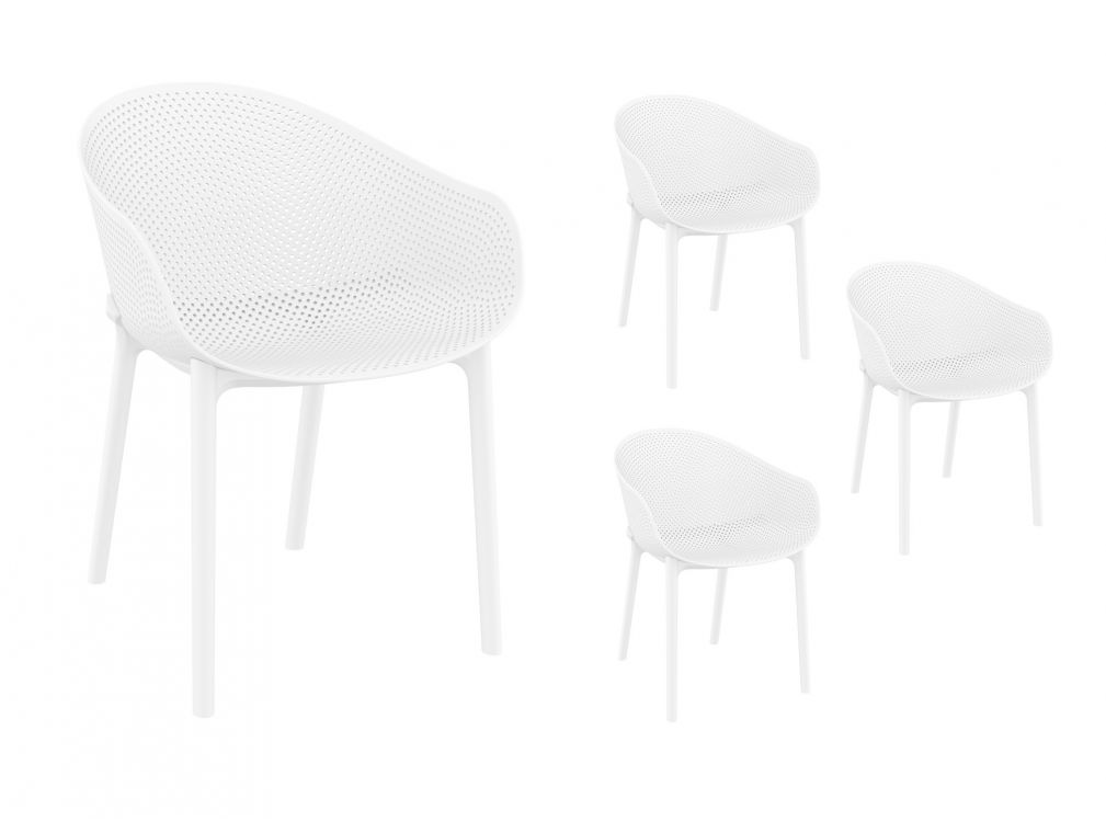 Lot de 4 chaises blanches intérieur/extérieur Lot de 4 chaises blanches intérieur/extérieur