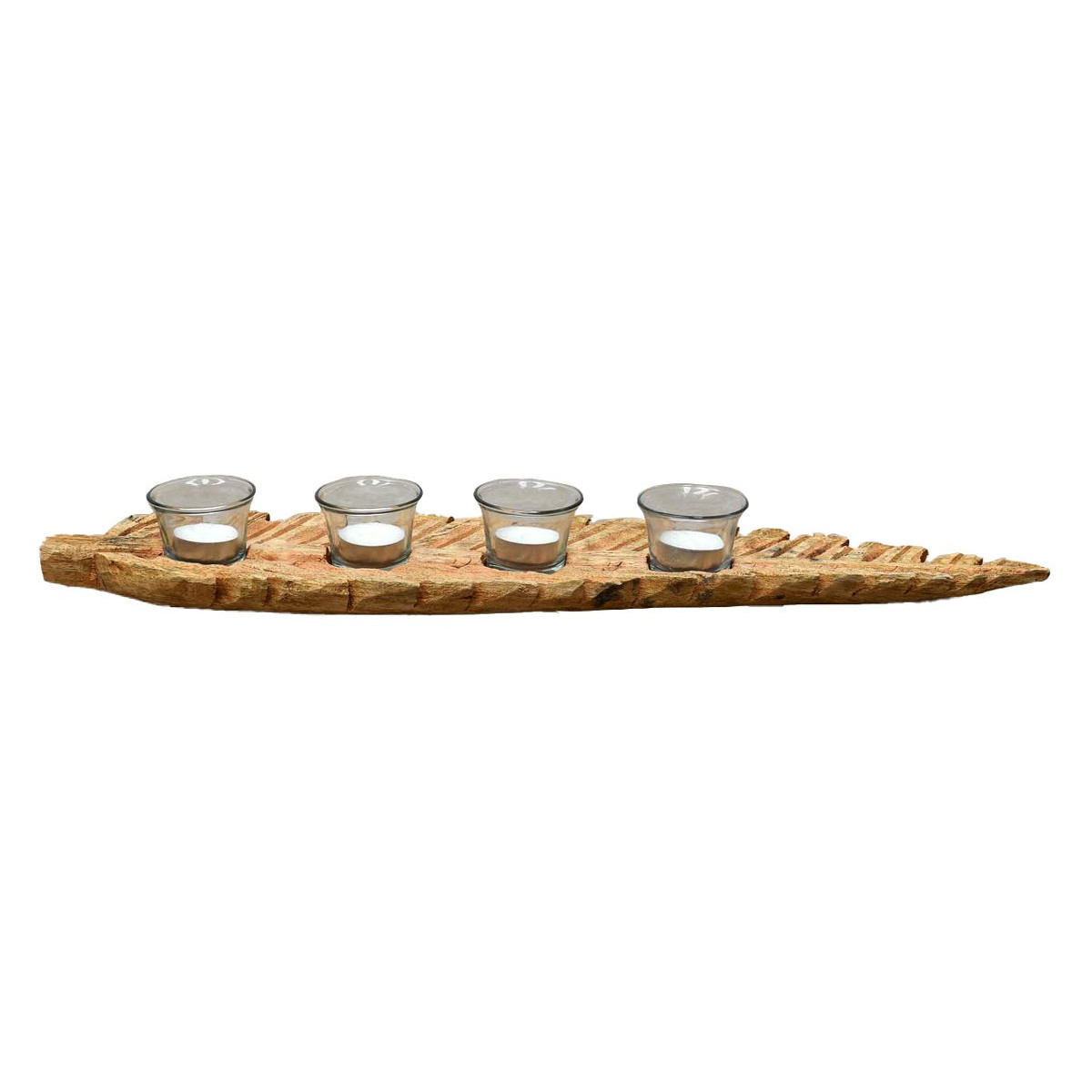 Photophore 4 bougies Naturel 57x14x6 cm Photophore 4 bougies Naturel 57x14x6 cm
