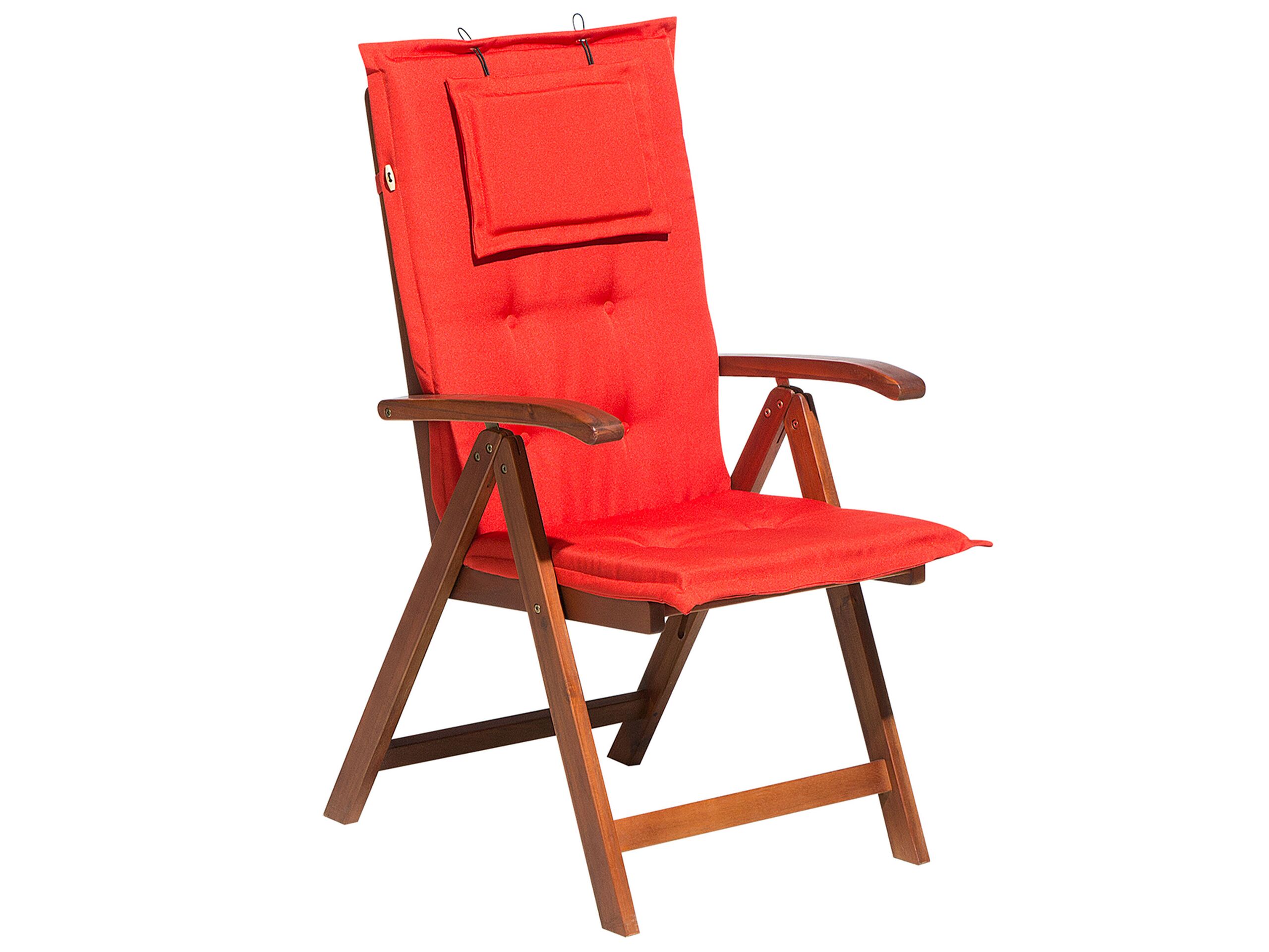 chaise de jardin avec coussin rouge clair