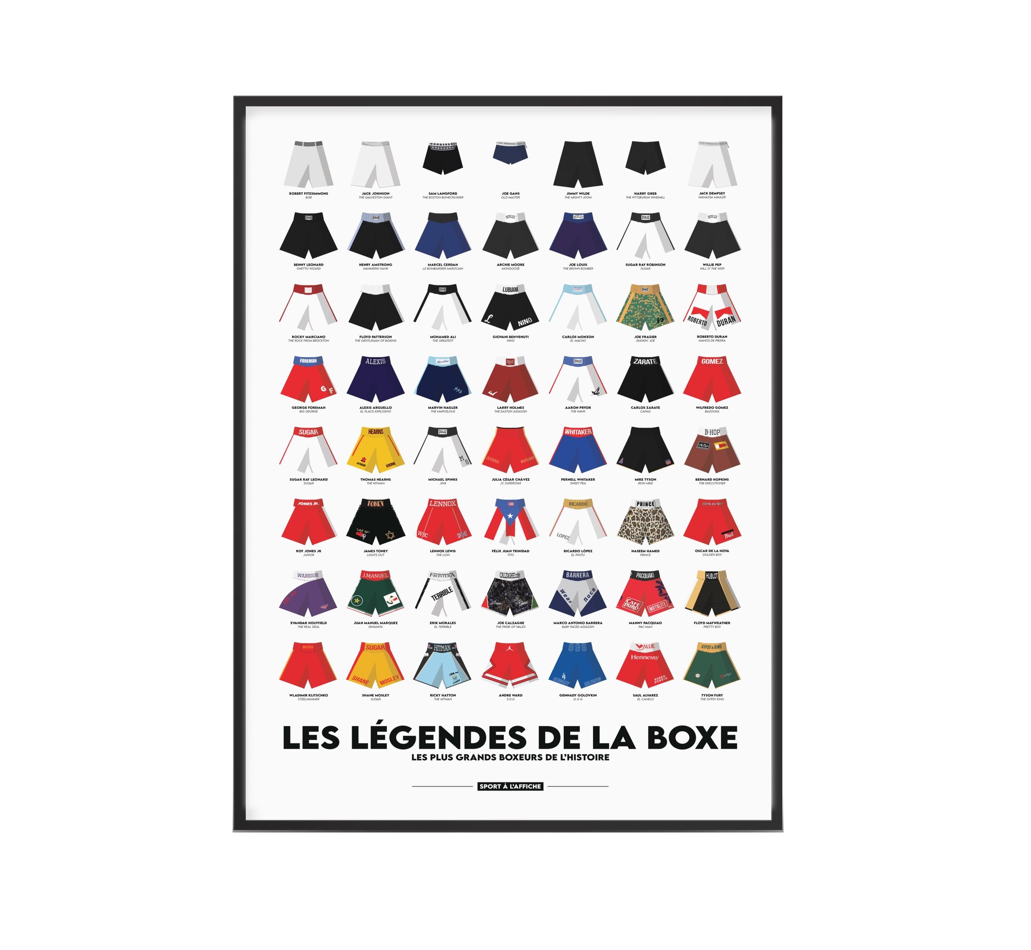 Affiche boxe les légendes de la boxe 40x60 cm Affiche boxe les légendes de la boxe 40x60 cm
