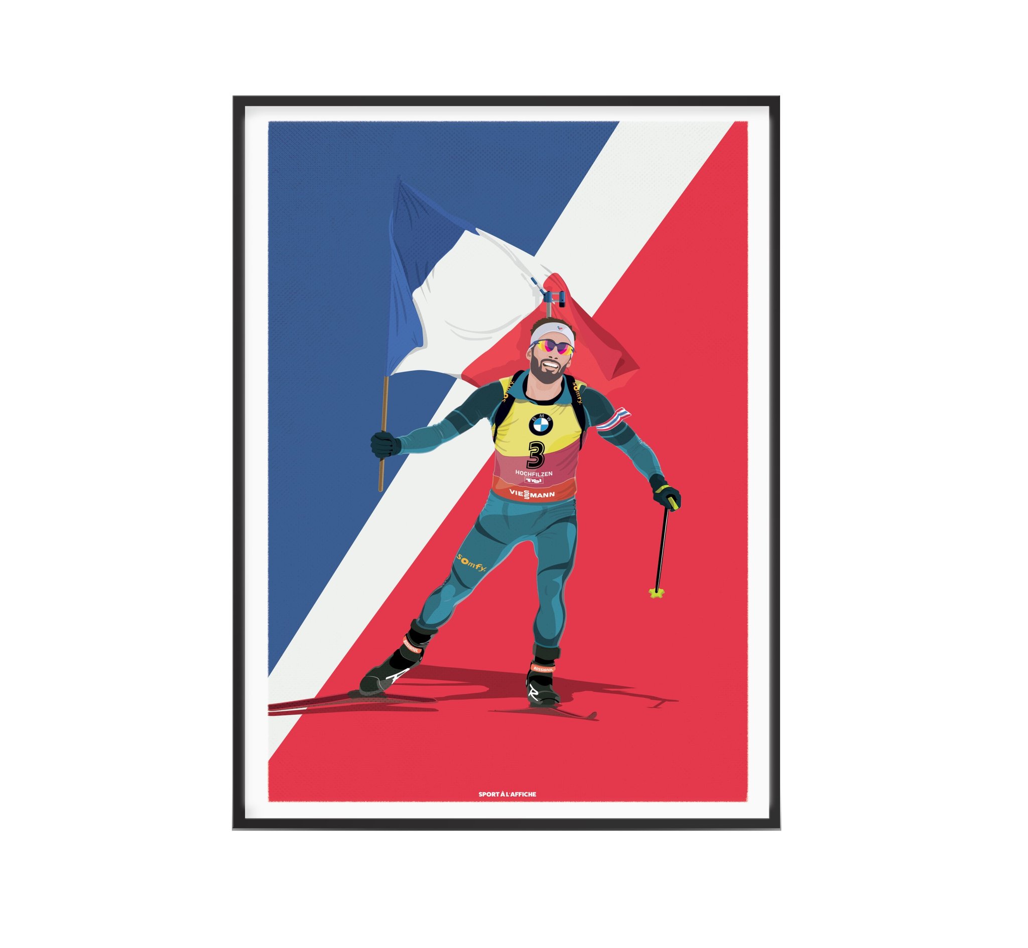 Affiche biathlon Martin porte drapeau 30x40 cm Affiche biathlon Martin porte drapeau 30x40 cm