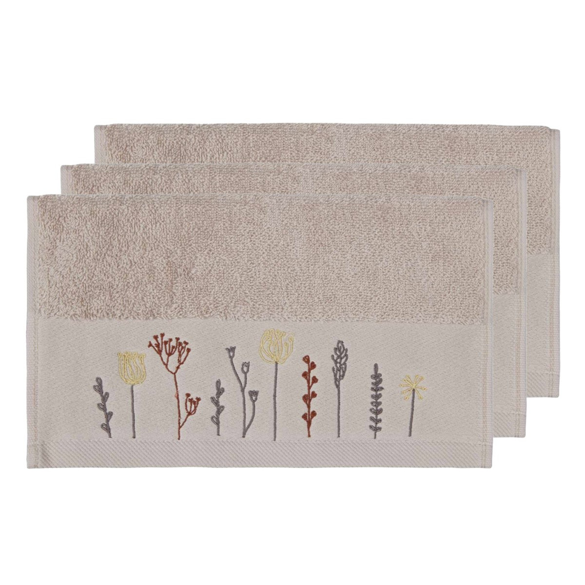 Lot de 3 serviettes invité Sable 30x50 cm Lot de 3 serviettes invité Sable 30x50 cm