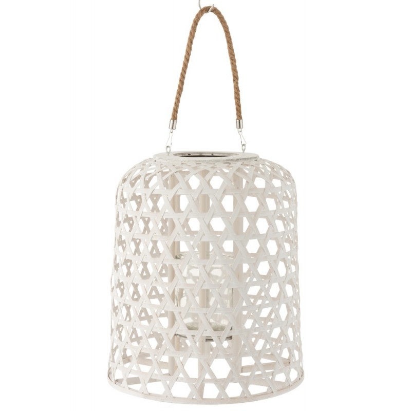 Lanterne suspendue bois blanc mat H45,5cm Lanterne suspendue bois blanc mat H45,5cm