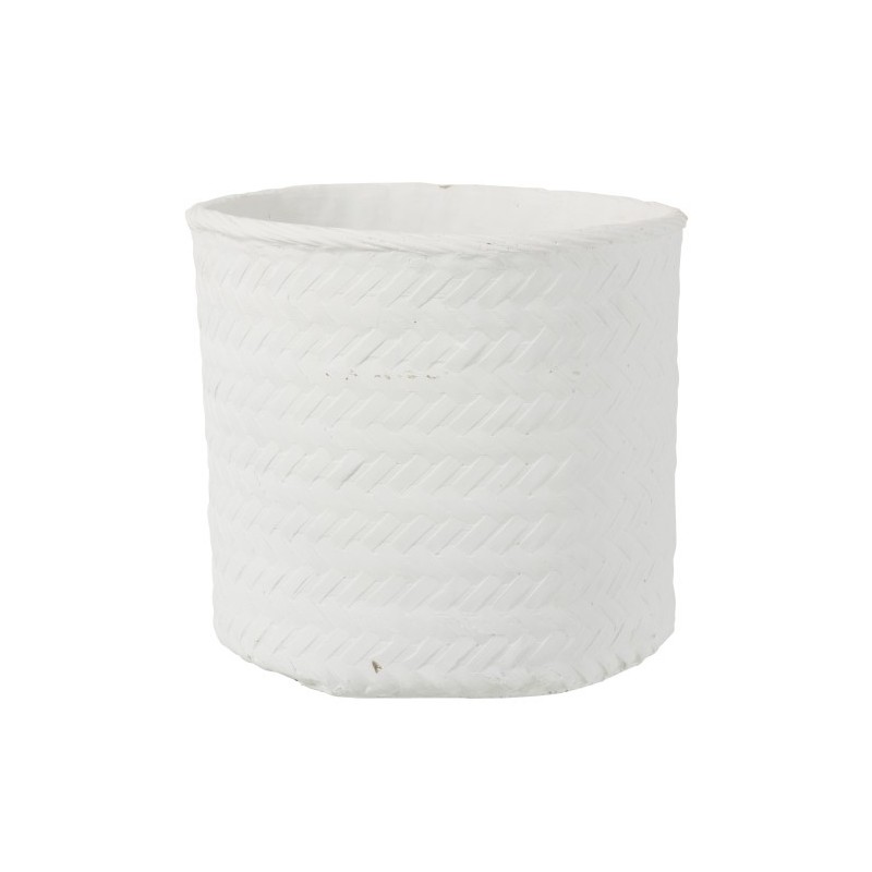 Cache-pot imitation tissage ciment blanc extralarge H33cm