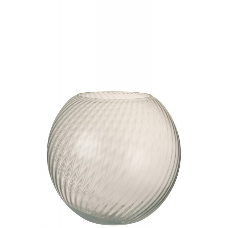 Vase rond cannelé verre blanc H25cm Vase rond cannelé verre blanc H25cm