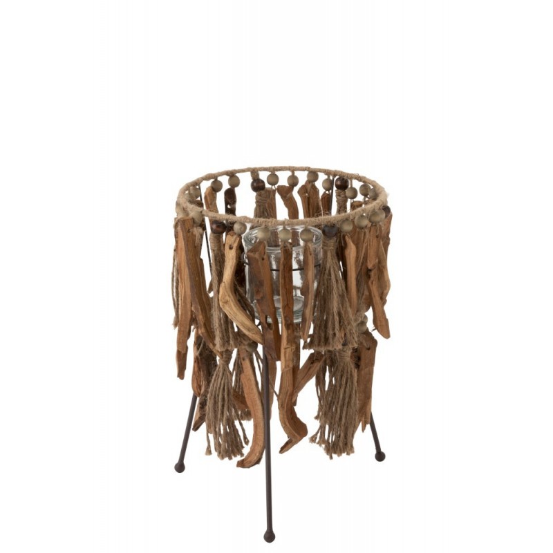 Bougeoir sur pied bois naturel H40cm Bougeoir sur pied bois naturel H40cm