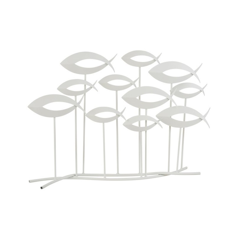 Décoration sur pied poissons ouverts métal blanc H48,5cm Décoration sur pied poissons ouverts métal blanc H48,5cm