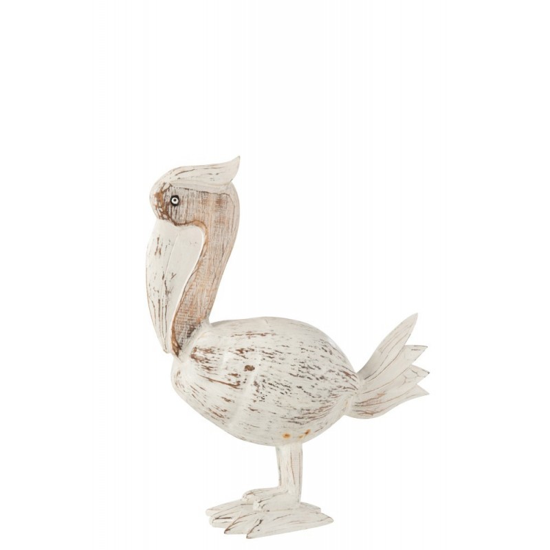 Pélican noix de coco/bois albasia blanc H35cm Pélican noix de coco/bois albasia blanc H35cm