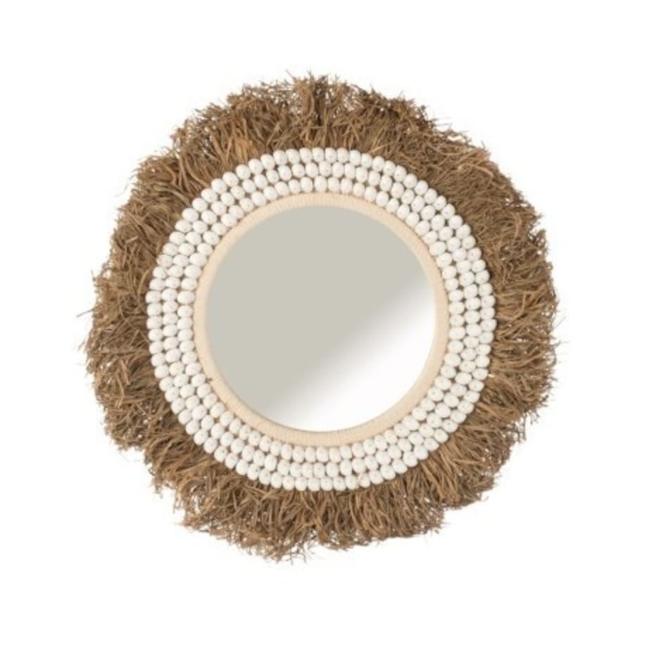Miroir coquillages/raphia D68cm Miroir coquillages/raphia D68cm