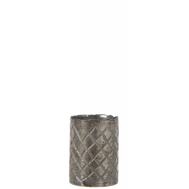 Vase cylindrique verre gris clair H20cm