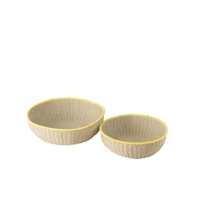 Paniers fluo bord papier greige H14cm - Lot de 2 Paniers fluo bord papier greige H14cm - Lot de 2