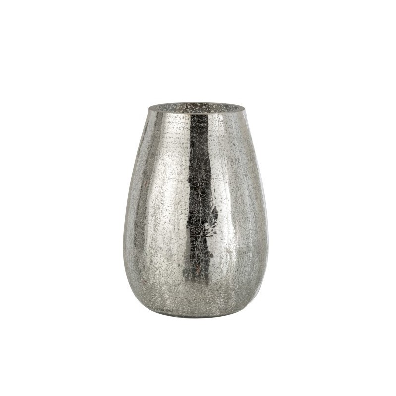 Photophore craquelé verre argent H26,5cm Photophore craquelé verre argent H26,5cm