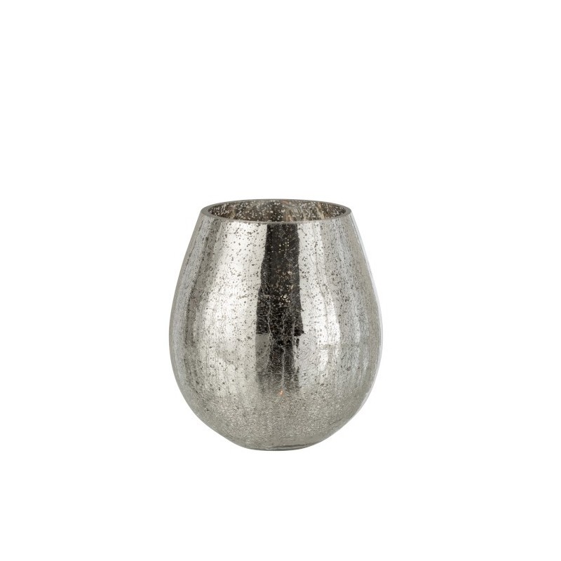 Photophore craquelé verre argent H21,5cm Photophore craquelé verre argent H21,5cm