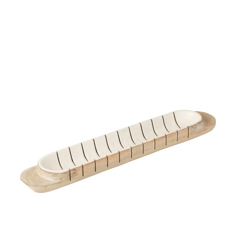 Plat lignes manguier blanc L66cm Plat lignes manguier blanc L66cm