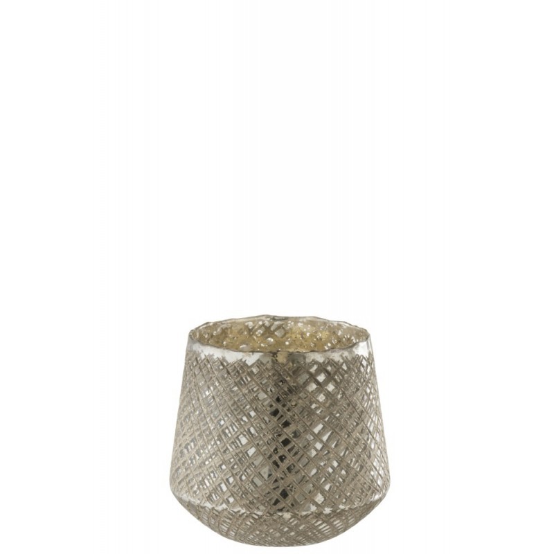 Photophore conique verre antique argent H20cm Photophore conique verre antique argent H20cm