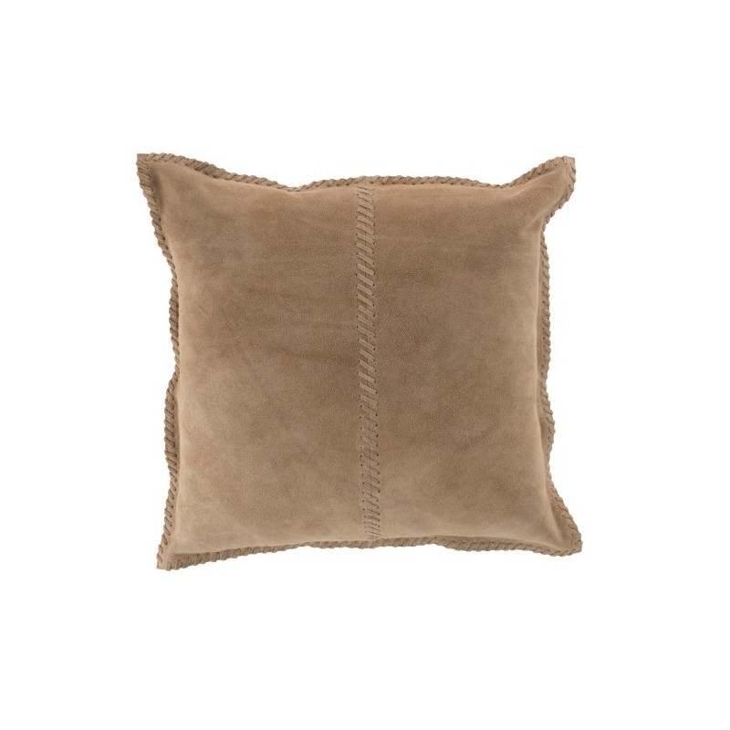 Coussin carré cuir beige 44x44 Coussin carré cuir beige 44x44
