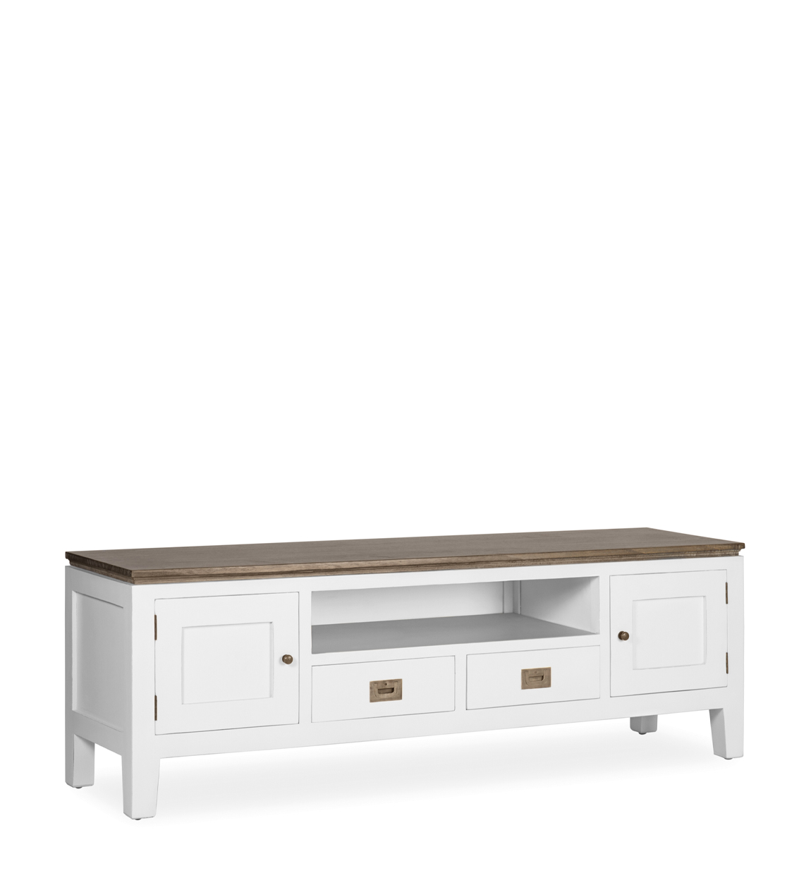 Meuble tv en bois blanc L 150 cm Meuble tv en bois blanc L 150 cm