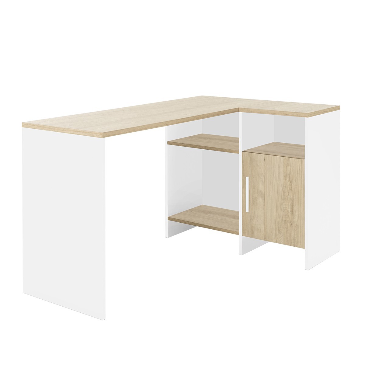 Bureau d'angle industriel avec 3 niches et 1 porte - Blanc Bureau d'angle industriel avec 3 niches et 1 porte - Blanc