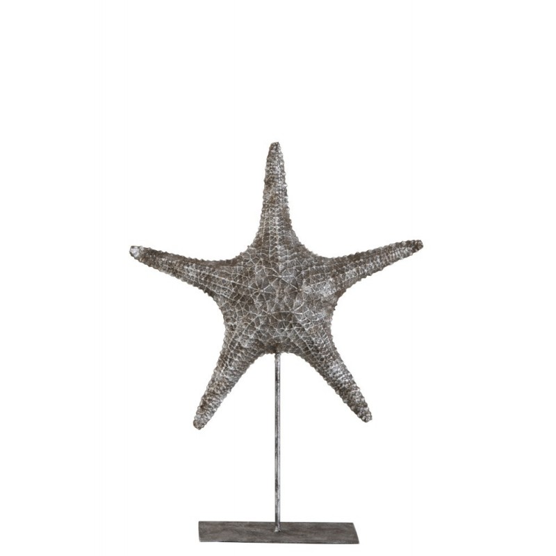 Etoile de mer sur pied résine gris/argent H37,5cm Etoile de mer sur pied résine gris/argent H37,5cm