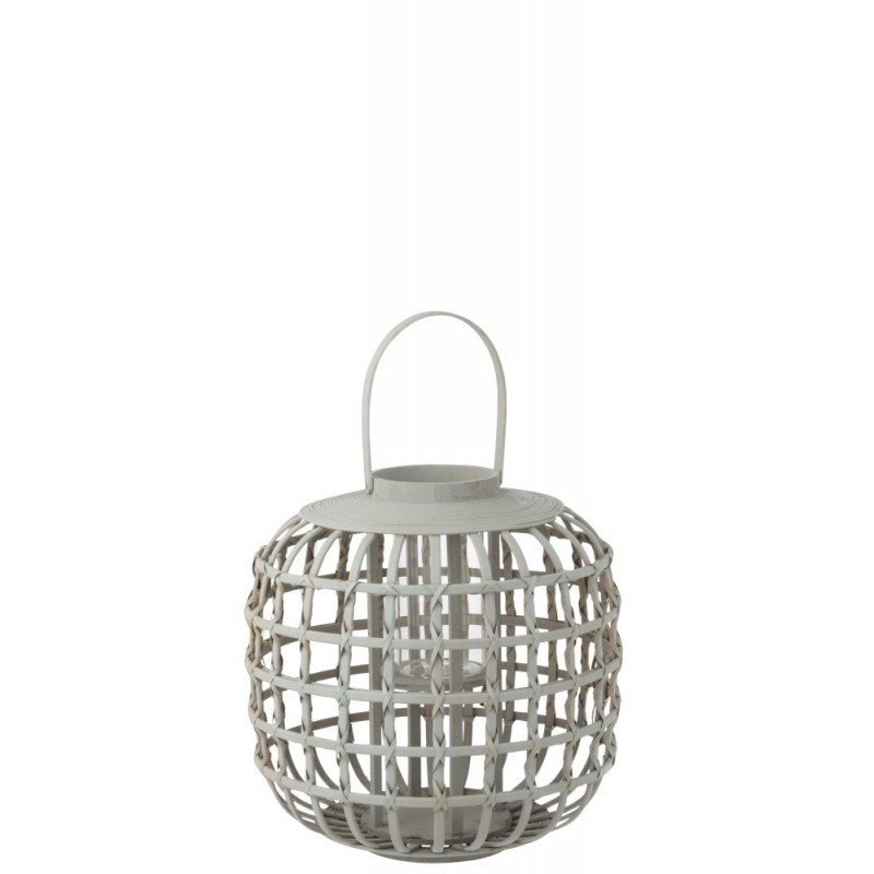 Photophore anse bambou gris H55cm Photophore anse bambou gris H55cm