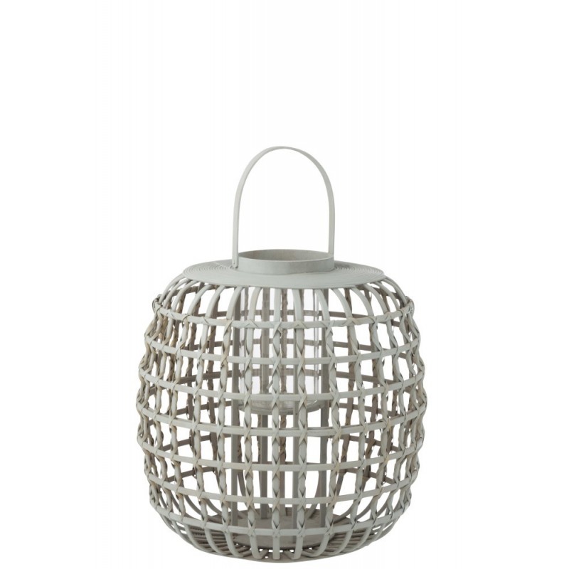 Photophore anse bambou gris H62cm Photophore anse bambou gris H62cm