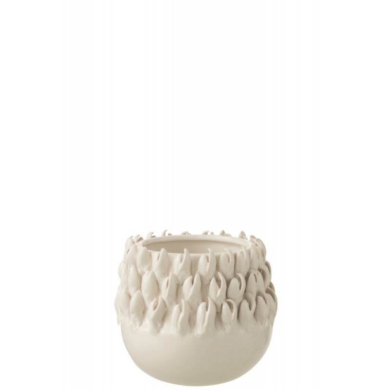 Cache-pot céramique blanc H14,5cm Cache-pot céramique blanc H14,5cm