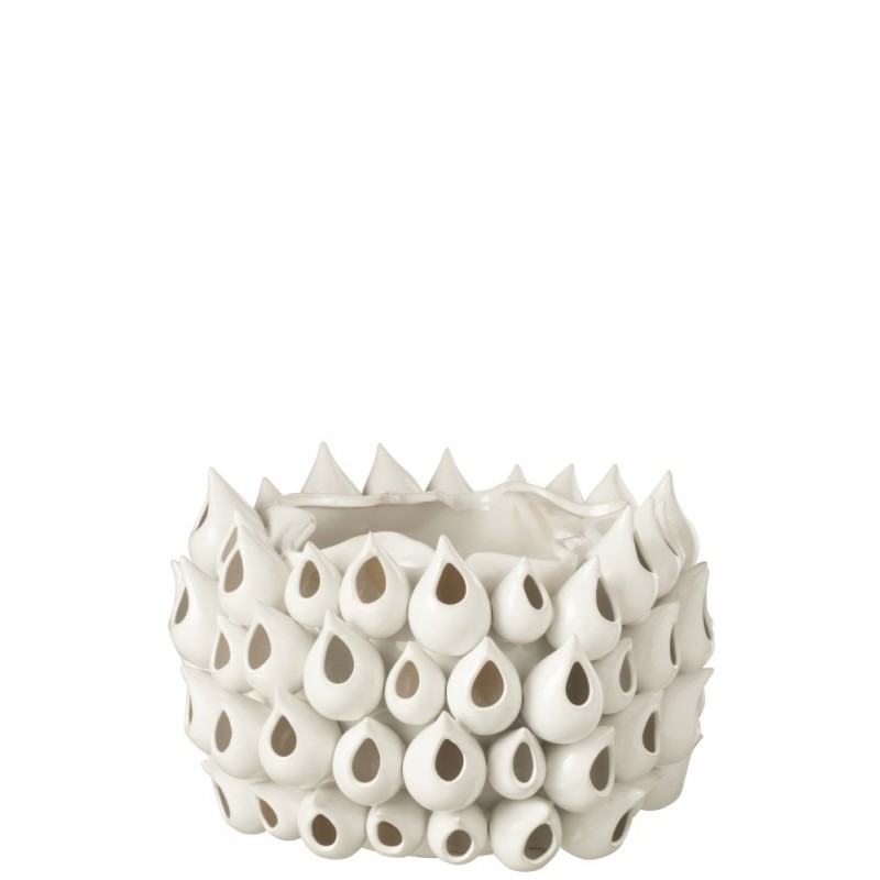 Cache-pot céramique blanc H24cm Cache-pot céramique blanc H24cm