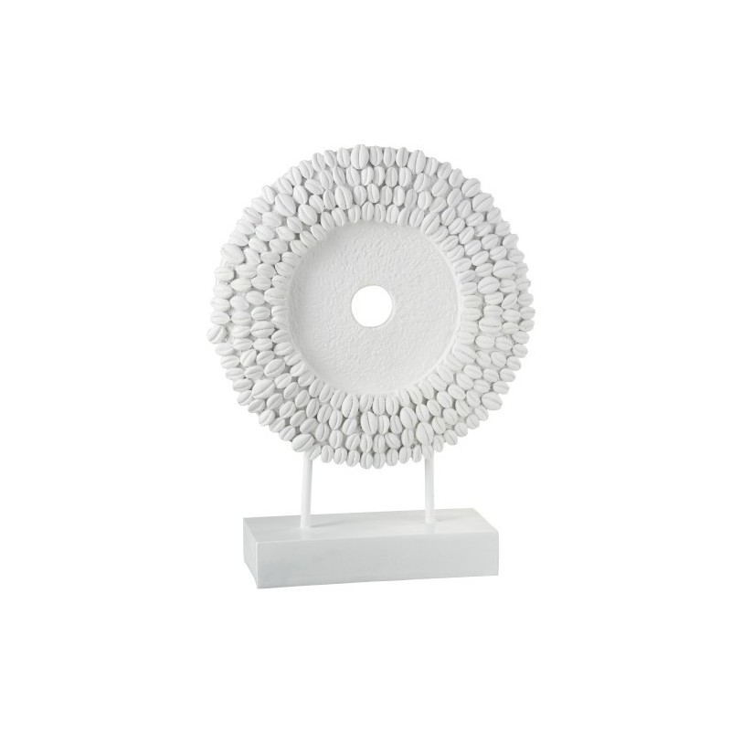 Cercle sur pied coquillages résine blanc H48cm Cercle sur pied coquillages résine blanc H48cm