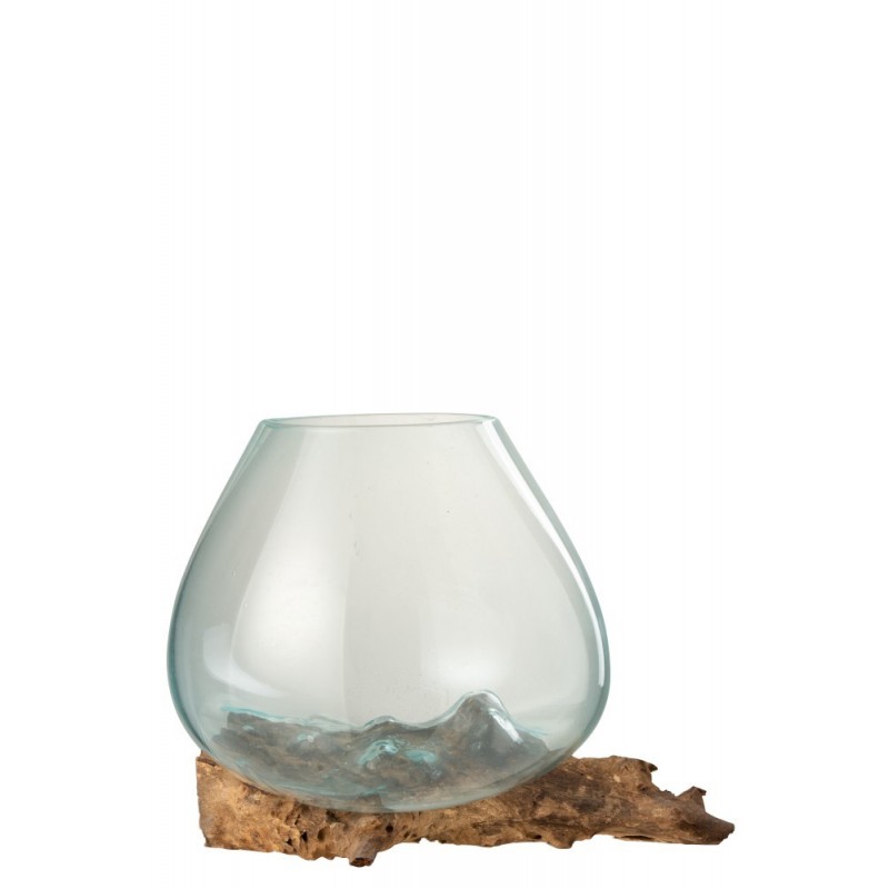 Vase bois/verre transparent H24,5cm Vase bois/verre transparent H24,5cm
