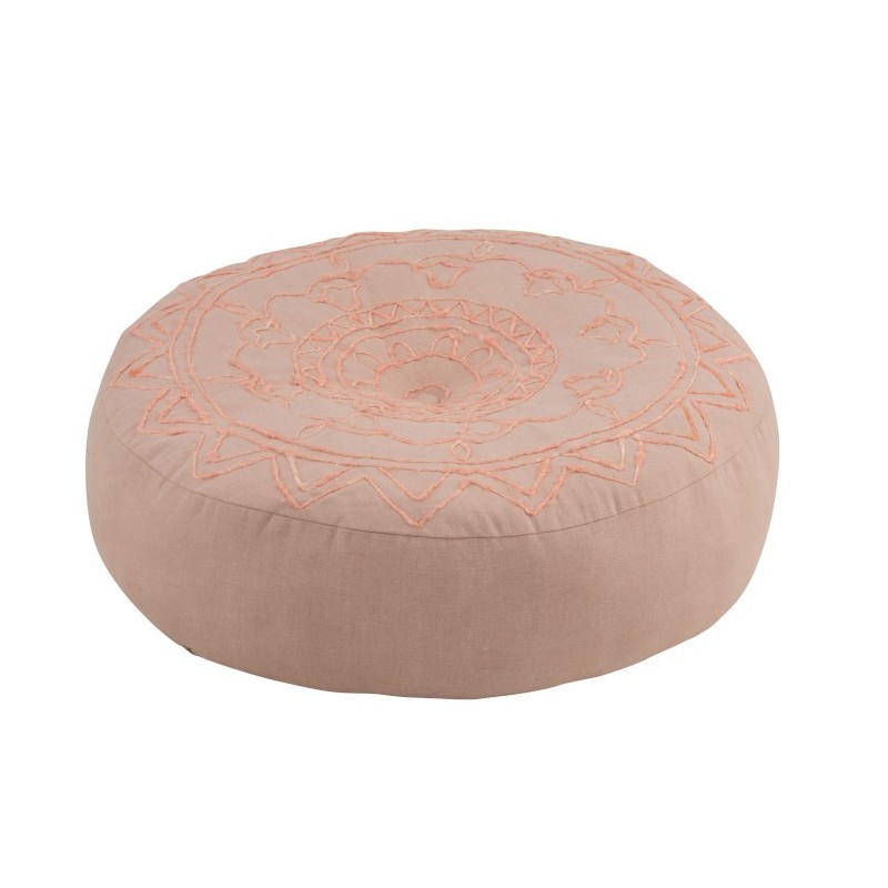 Pouf rond coton rose D60cm Pouf rond coton rose D60cm