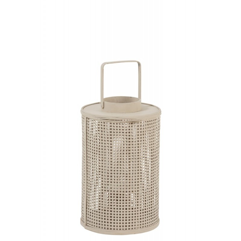 Lanterne ronde bambou/verre beige H44,5cm Lanterne ronde bambou/verre beige H44,5cm