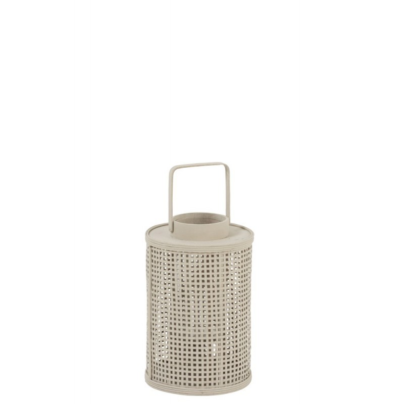 Lanterne ronde bambou/verre beige H34,5cm Lanterne ronde bambou/verre beige H34,5cm