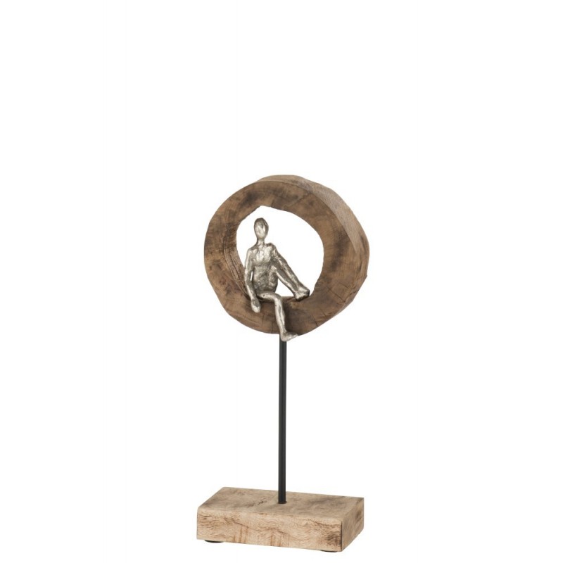 Personnage pensif haut bois manguier/alu H39cm Personnage pensif haut bois manguier/alu H39cm