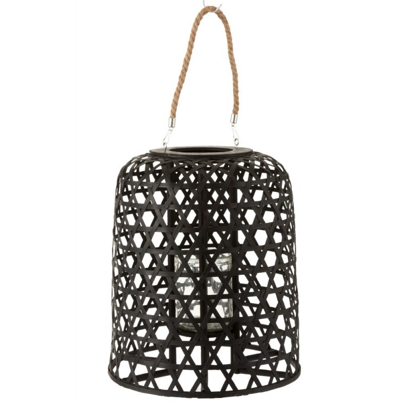 Lanterne suspendue bois noir mat H45,5cm Lanterne suspendue bois noir mat H45,5cm