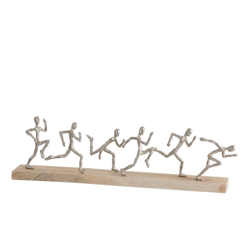 Statue 6 coureurs aluminium/bois argent/naturel L67cm Statue 6 coureurs aluminium/bois argent/naturel L67cm