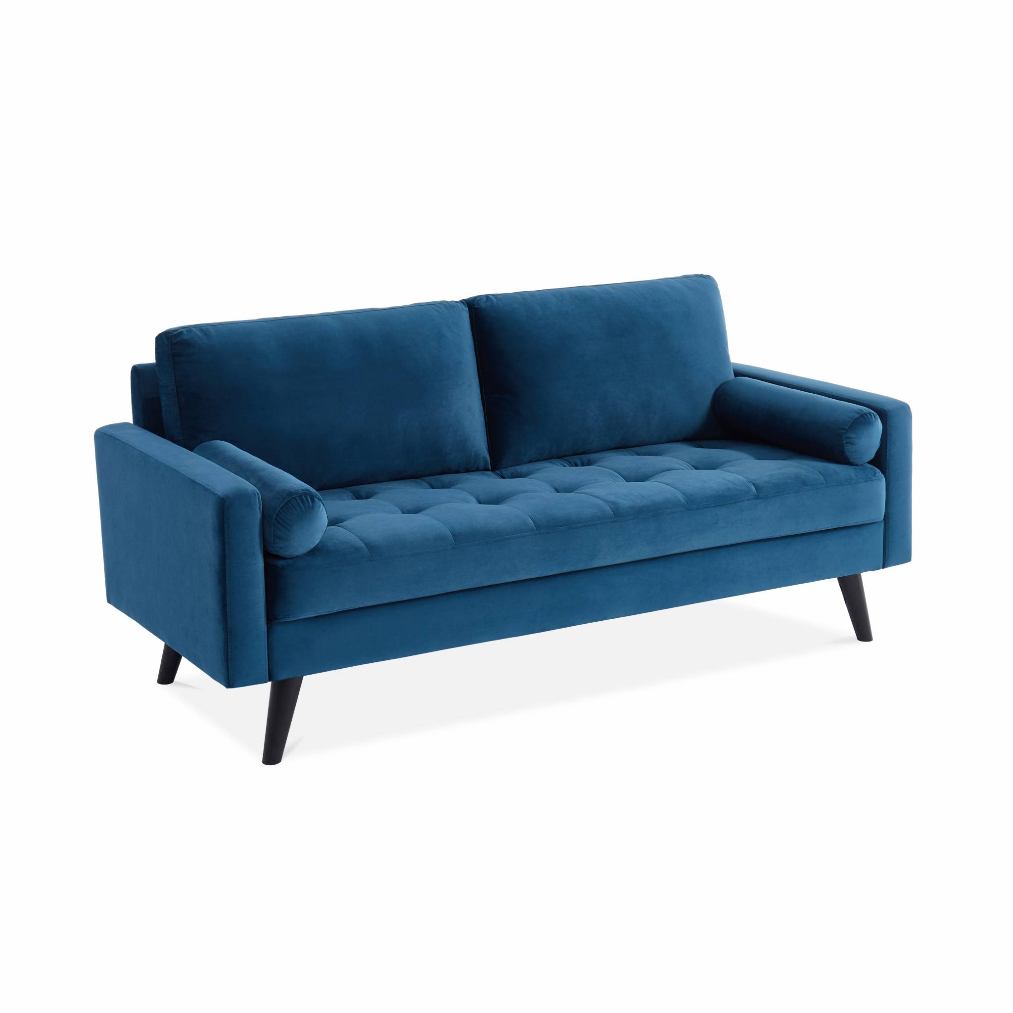 Canapé droit 3 places Bleu Tissu Pas cher Design Confort