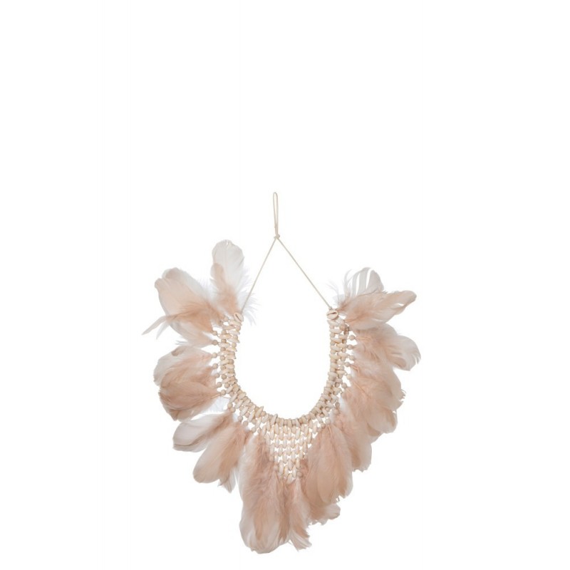 Collier plumes/coquillages saumon Collier plumes/coquillages saumon